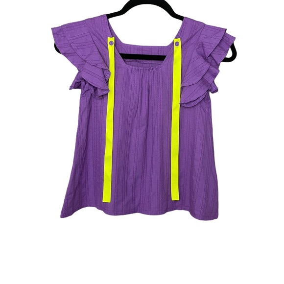 Milibam Purple Square Neckline Tee Blouse NWOT Size 8 Korean Boutique Brand - Picture 4 of 10